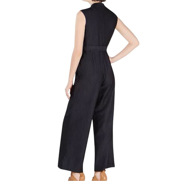 Calvin Klein Black Belted Denim Jumpsuit - Picture 2 of 10